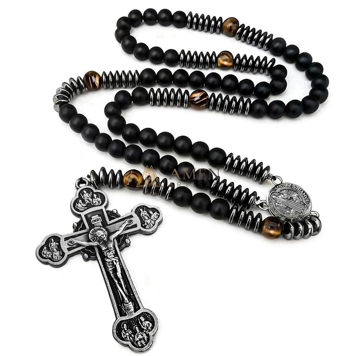 Crucifix&Saint Benedict Rosary Amen Artisan