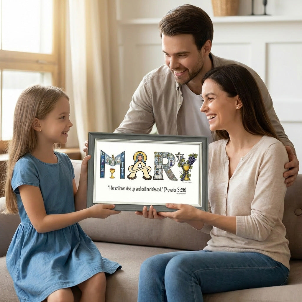 "Love You Mom"Personalized Alphabet Frame – Christian Gift for Mother’s Day & Baptism | Amen Artisan