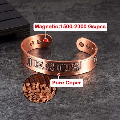 Amen Artisan Vintage Engraved Jesus Name Copper Magnetic Bracelet