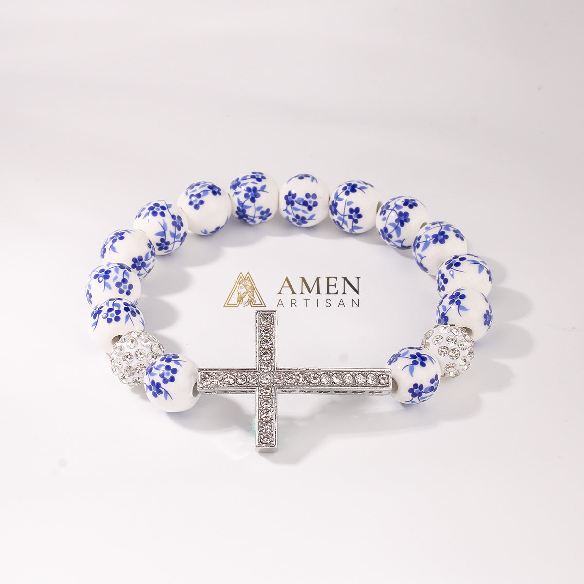 Blue and White Porcelain Zircon Bracelet