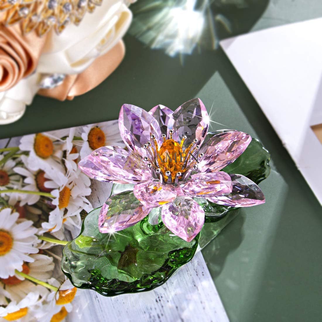 Crystal Lotus Statue Amen Artisan