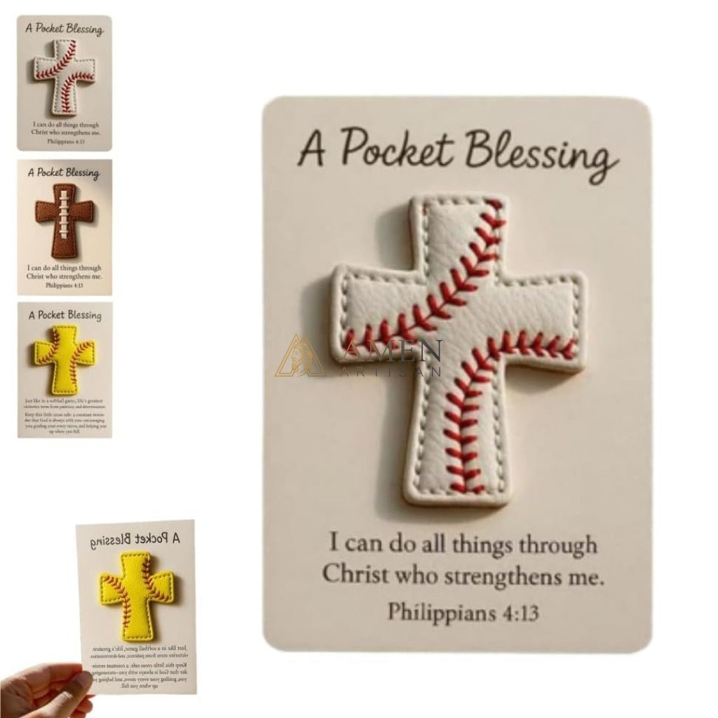 Handmade Leather Football Cross Sports Ornament Amen Artisan