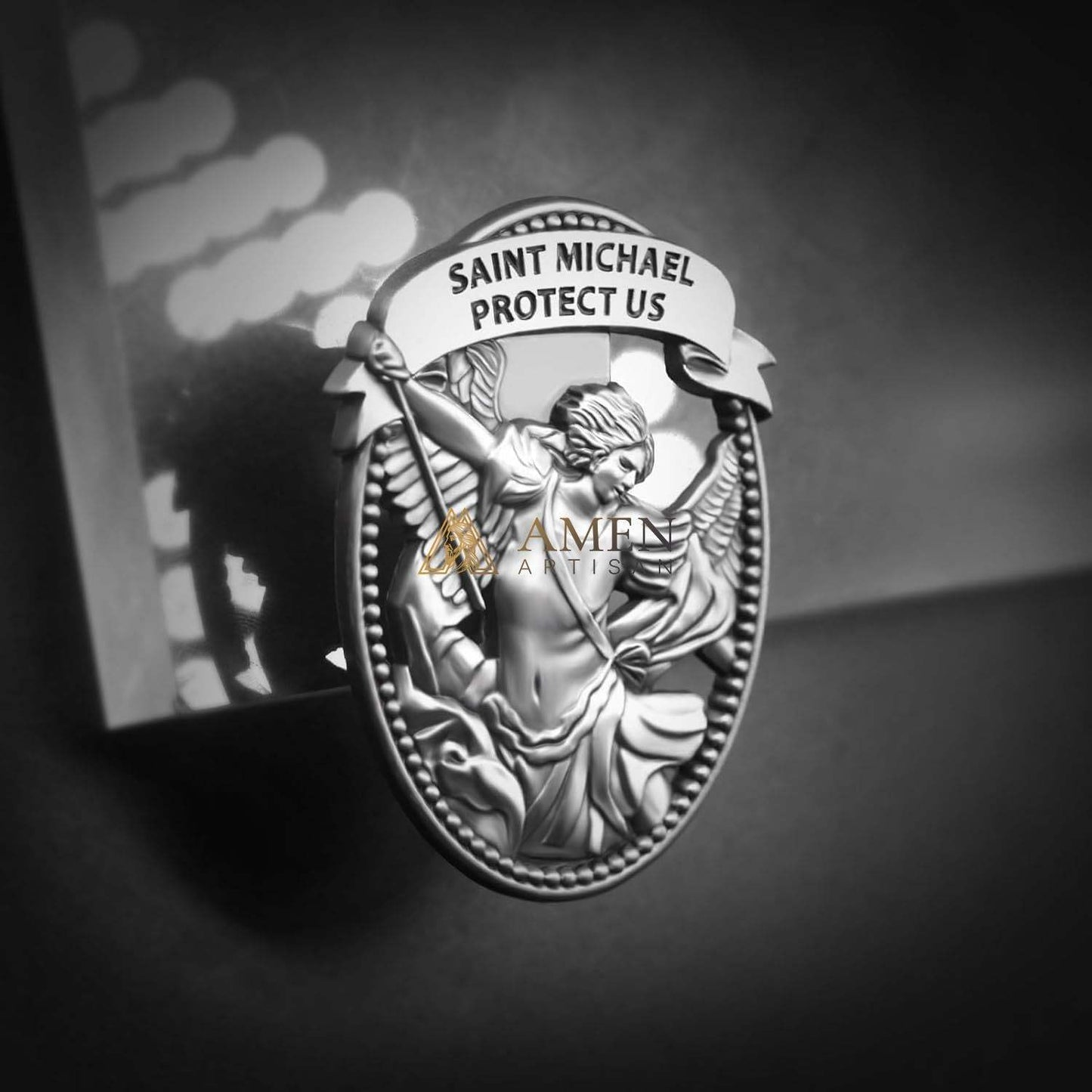 St Michael Medal Car Clip Amen Artisan