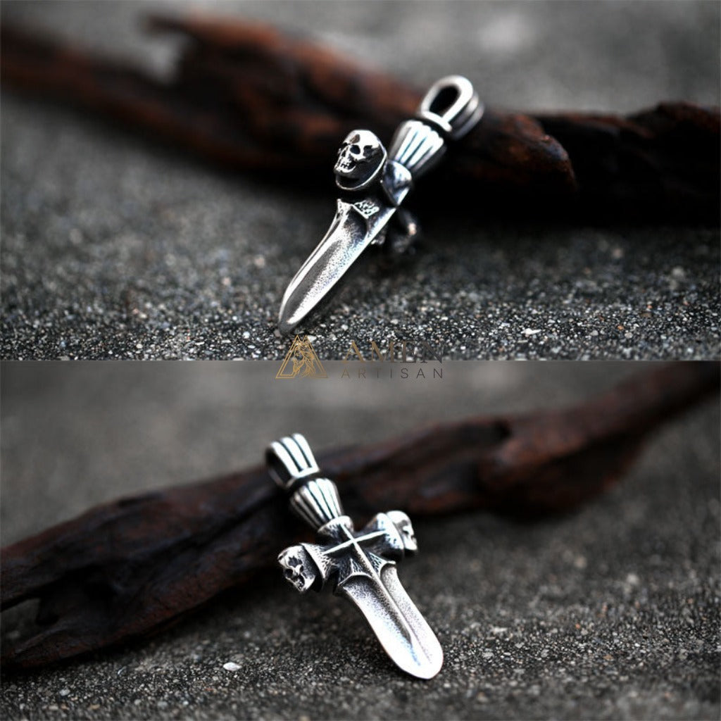 Skull Cross Pendant Necklace Amen Artisan