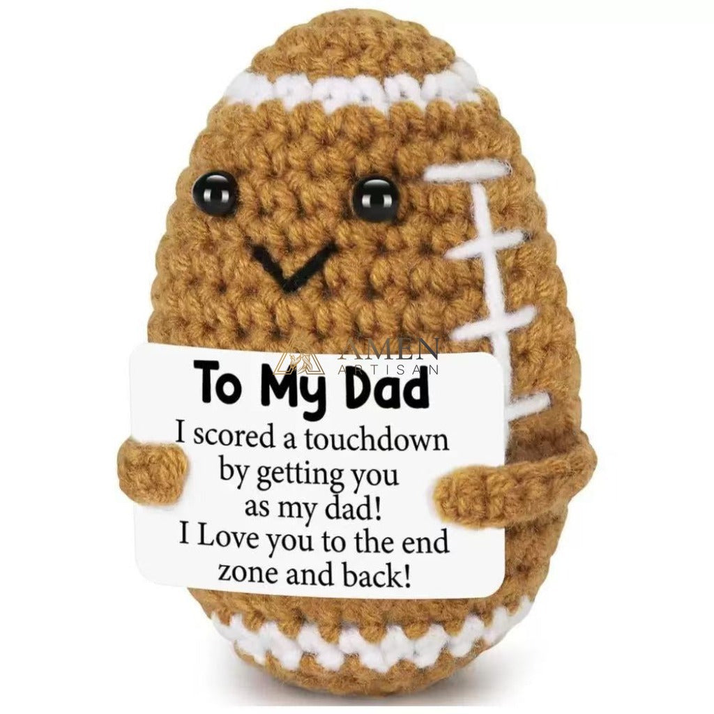 Hand-Knit Positive Football Plush Doll Amen Artisan