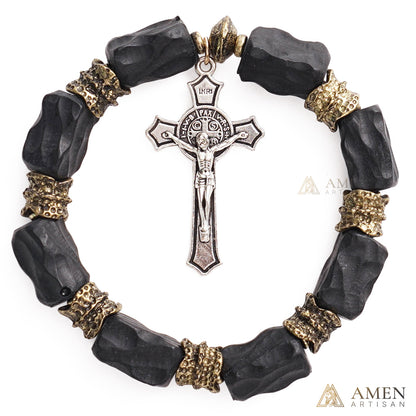 【Deal Today】Ebony Cross Bracelet – Faith, Strength & Protection |  Amen Artisan