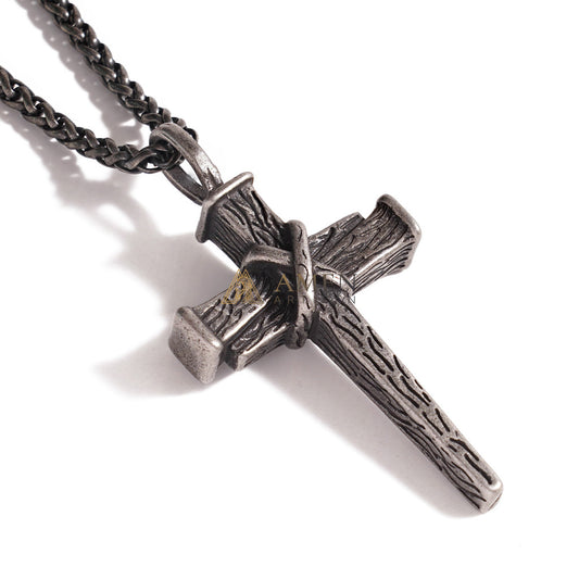 【Deal Today】Heavy Dragon Bone Chain Cross Necklace - Resilience, Faith & Sacred Protection |  Amen Artisan