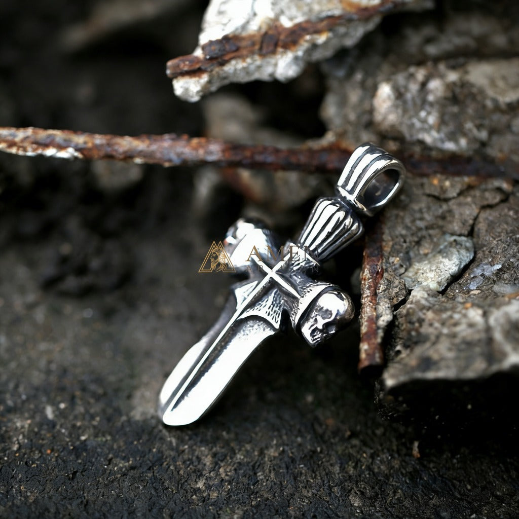 Skull Cross Pendant Necklace Amen Artisan