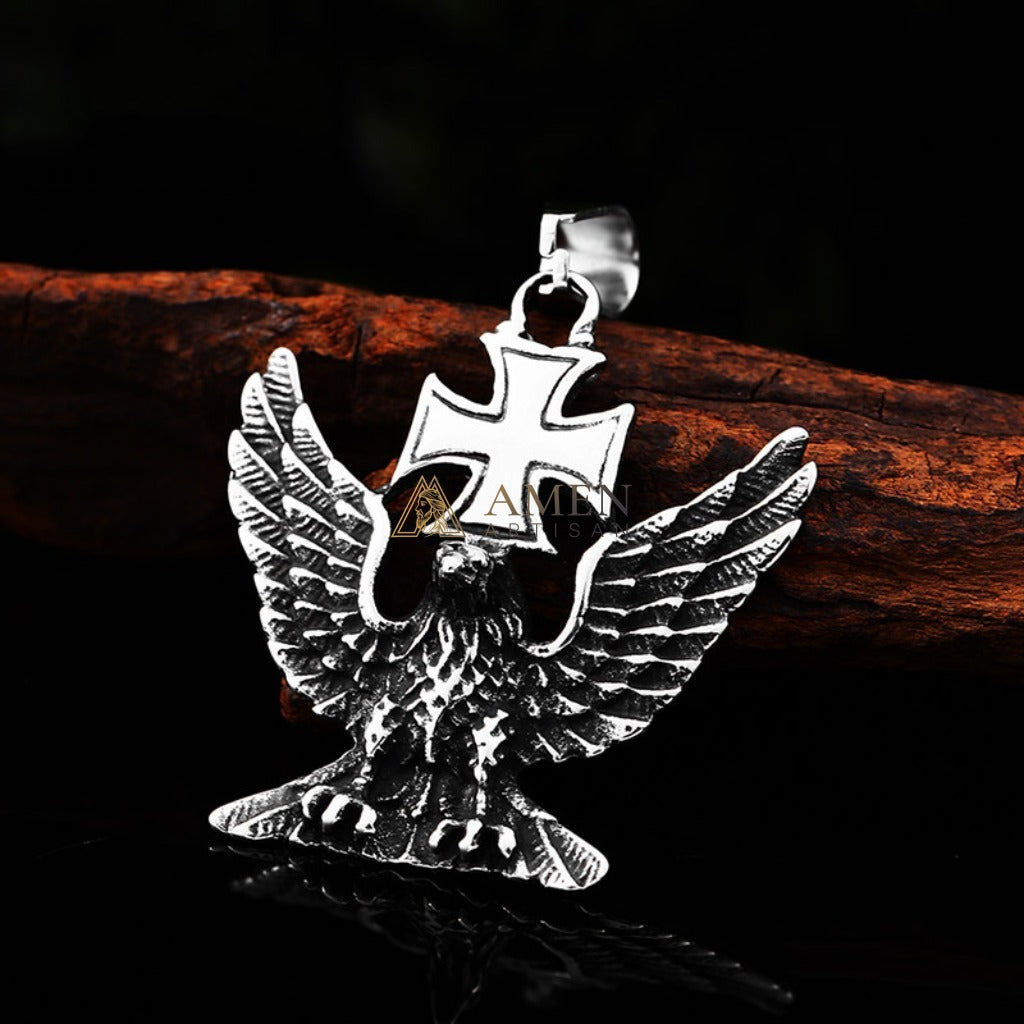 Bald Eagle Cross Pendant Necklace Amen Artisan