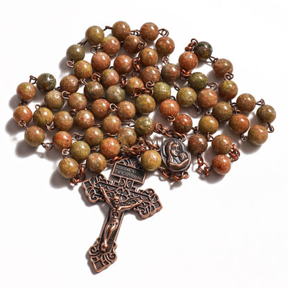 Flower Green Jasper Rosary Amen Artisan