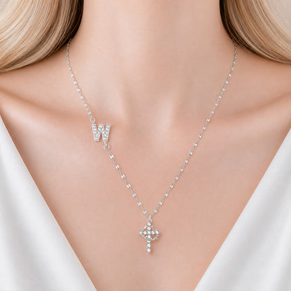 【DEAL TODAY】Sparkling Zircon Cross Necklace with A-Z Initial Charm