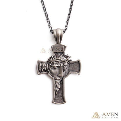 Jesus Crown of Thorns Cross Pendant with Chain | Amen Artisan