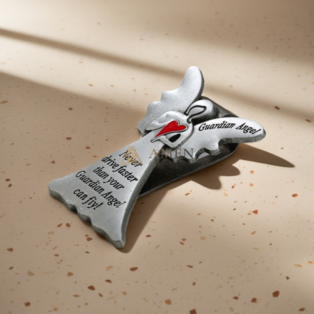 Guardian Angel with Heart Car Visor Clip Amen Artisan