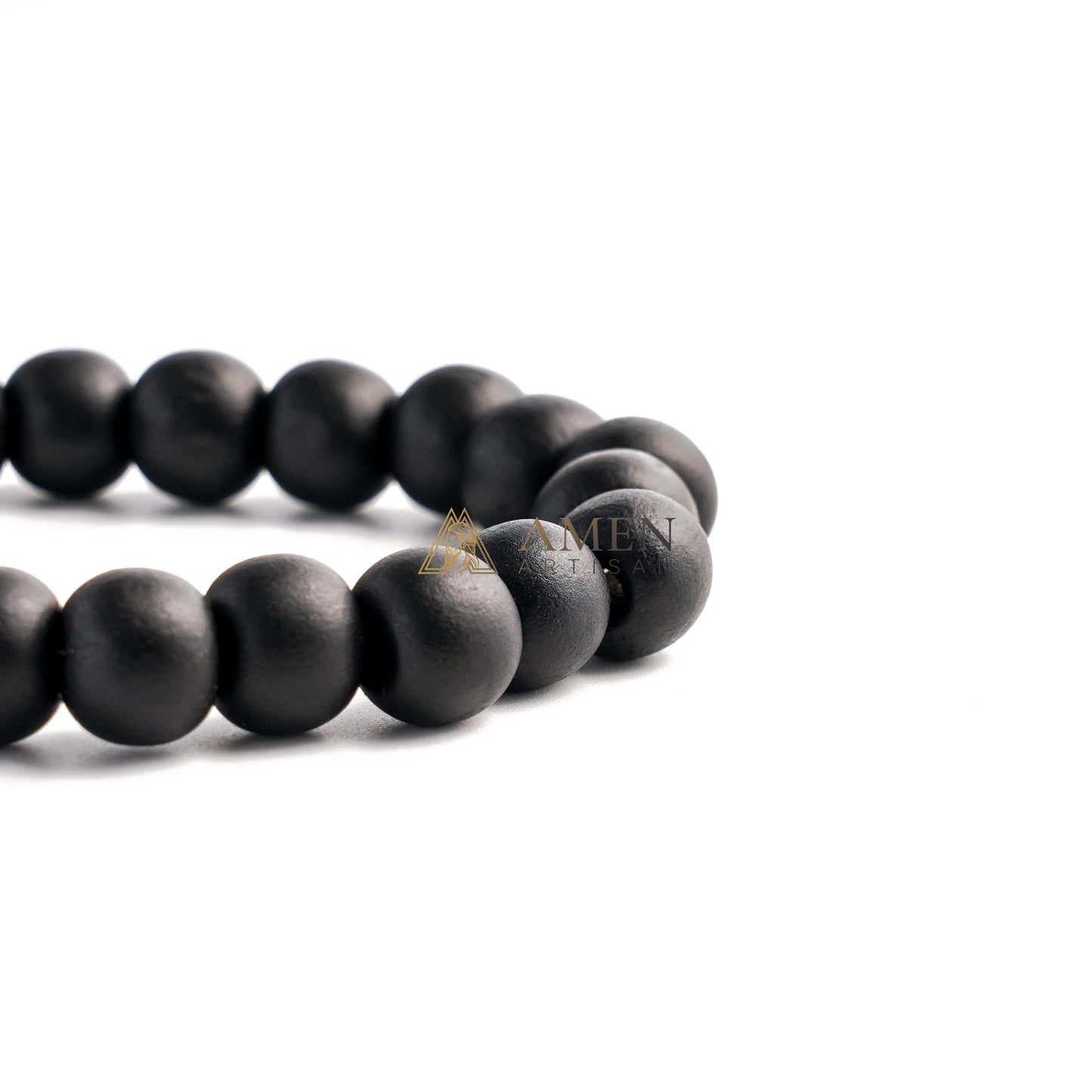 Black Wood Beads Brass Saint Benedict Medal Adjustment Bracelet Amen Artisan