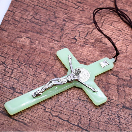 Large Glow In The Dark Crucifix Cross Necklace Amen Artisan