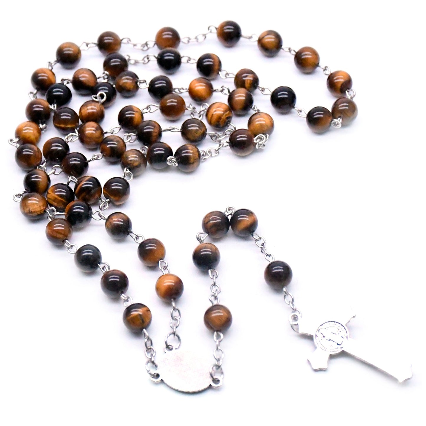 Tiger's Eye Natural Stone Prayer Rosary Amen Artisan