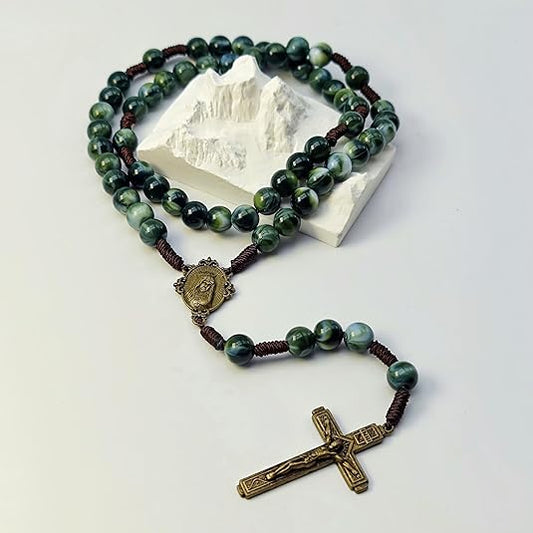 Amen Artisan Vintage Antique Blue Cross Woven Prayer Necklace