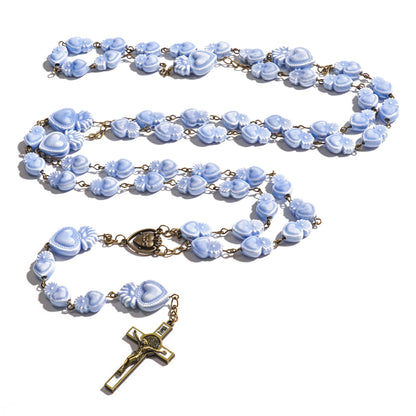 Delft Blue Beads Sacred Heart Rosary