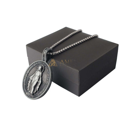 Virgin Mary Titanium Stee Pendent Amen Artisan