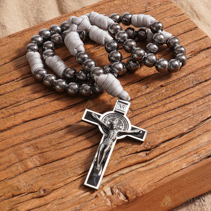 Deal Today·St. Benedict Crucifix Rosary Necklace – Spiritual Protection Amen Artisan
