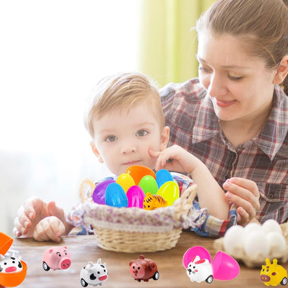 Prefilled Easter Eggs Cute Animal Pull‑Back Cars Hidden Easter Egg Set Amen Artisan