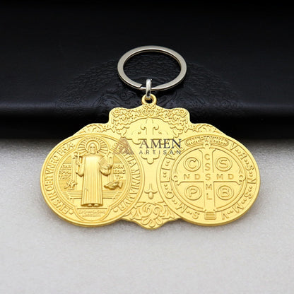 Saint Benedict Pendant  Keychain Amen Artisan