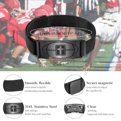 Titanium Steel Positive Energy Football Bracelet Amen Artisan