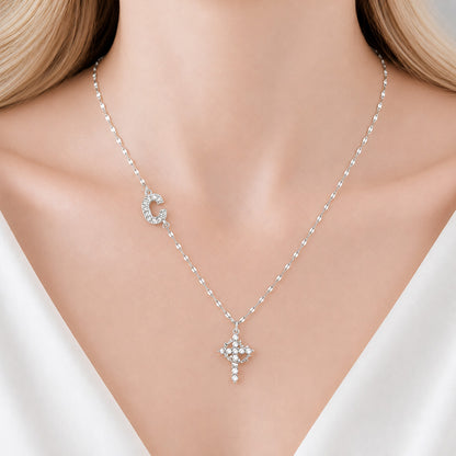 【DEAL TODAY】Sparkling Zircon Cross Necklace with A-Z Initial Charm