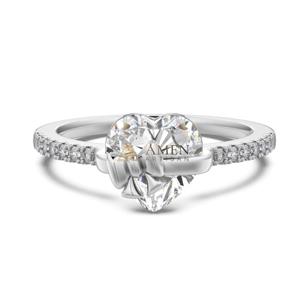 Heart Bow Diamond Ring Amen Artisan