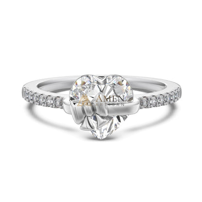 Heart Bow Diamond Ring Amen Artisan