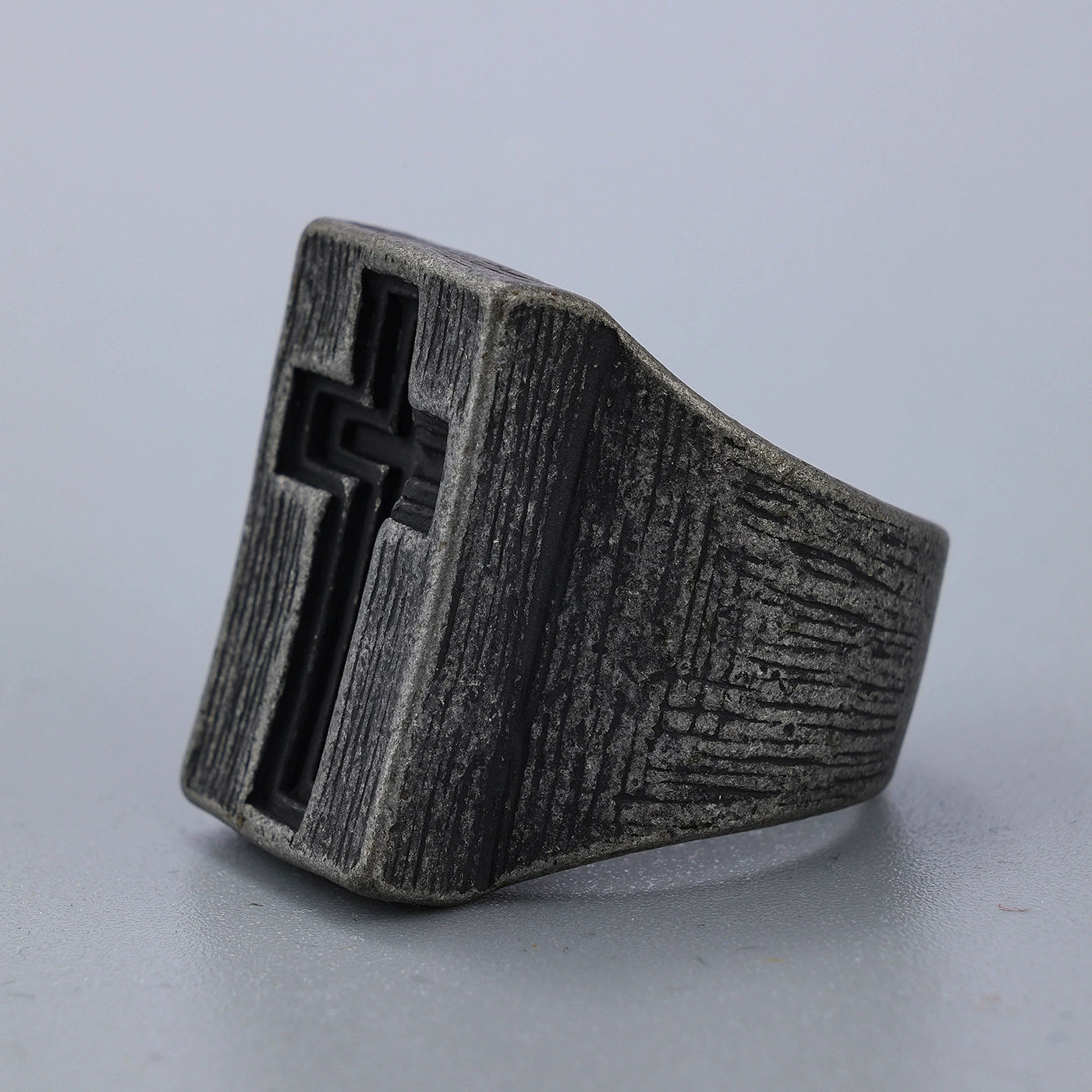 Antiqued Cross Signet Ring Surgical-grade 316L Stainless Steel Amen Artisan