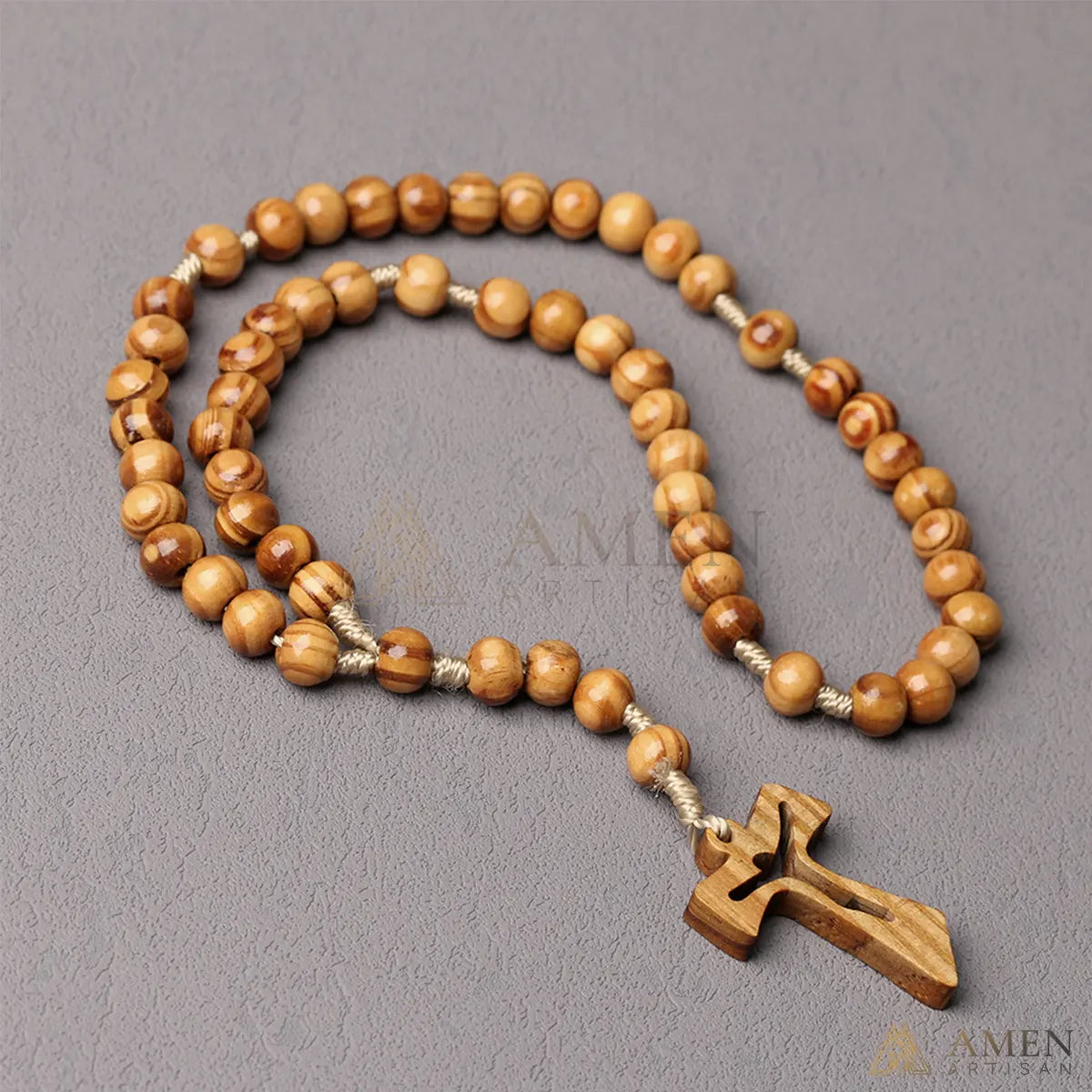 Natural Wooden Rosary Amen Artisan