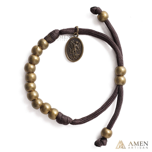 【DEAL TODAY】Brown Braided Prayer Bracelet with Antique Bronze Beads — Blessing