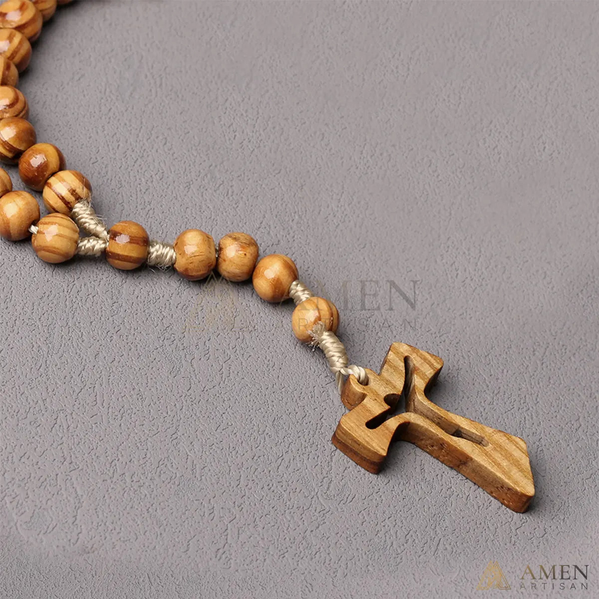 Natural Wooden Rosary Amen Artisan