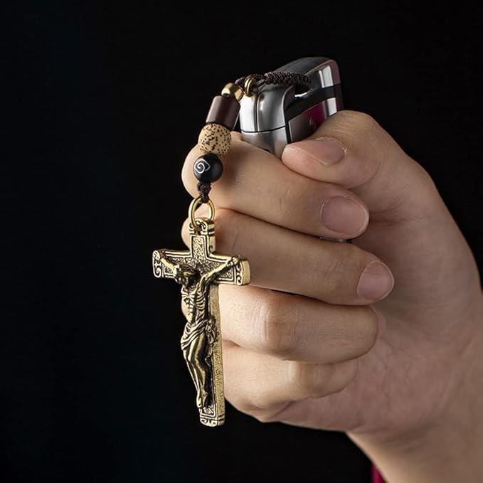 Brass Vintage Crucifix Sorrow Necklace Amen Artisan