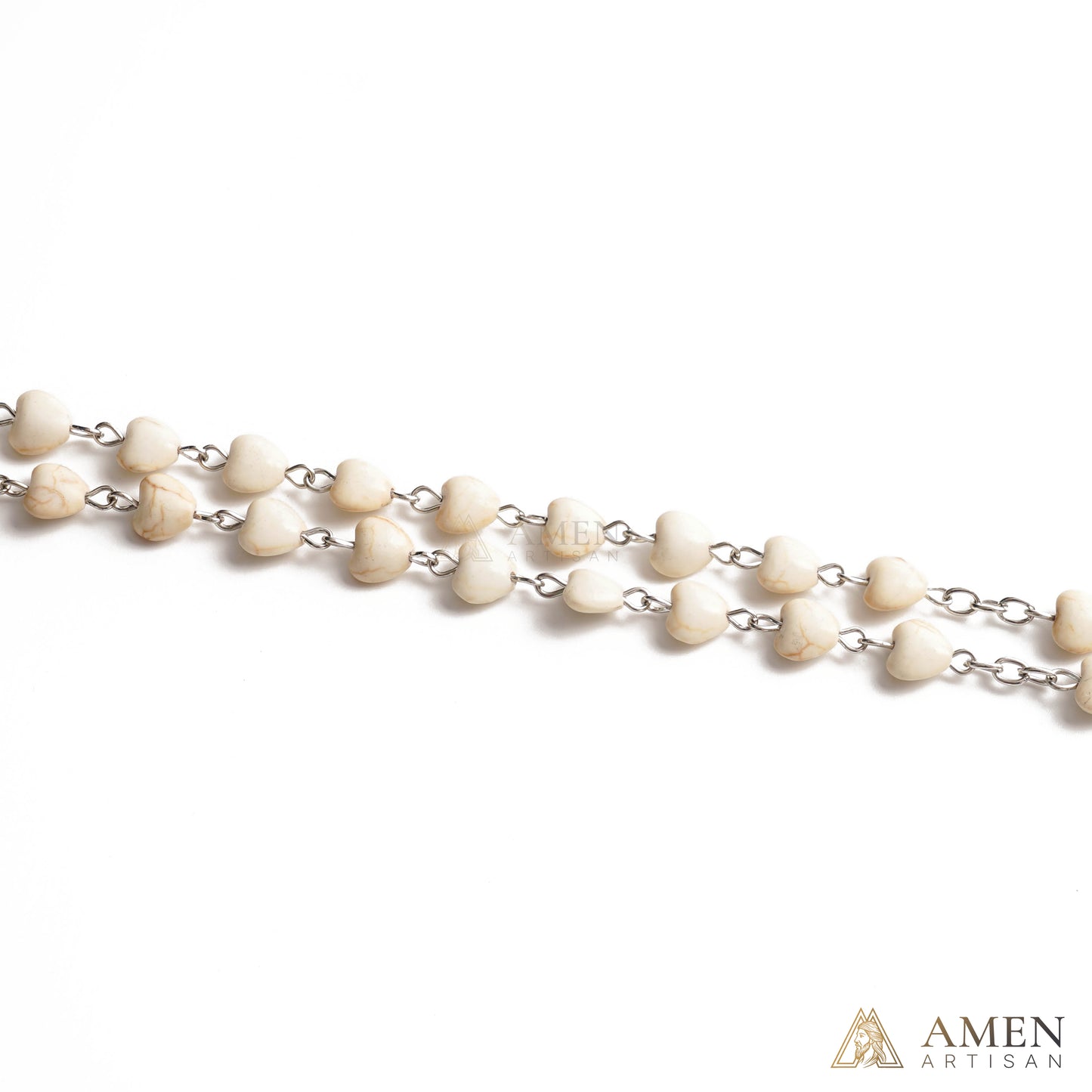 White Turquoise Heart Rosary