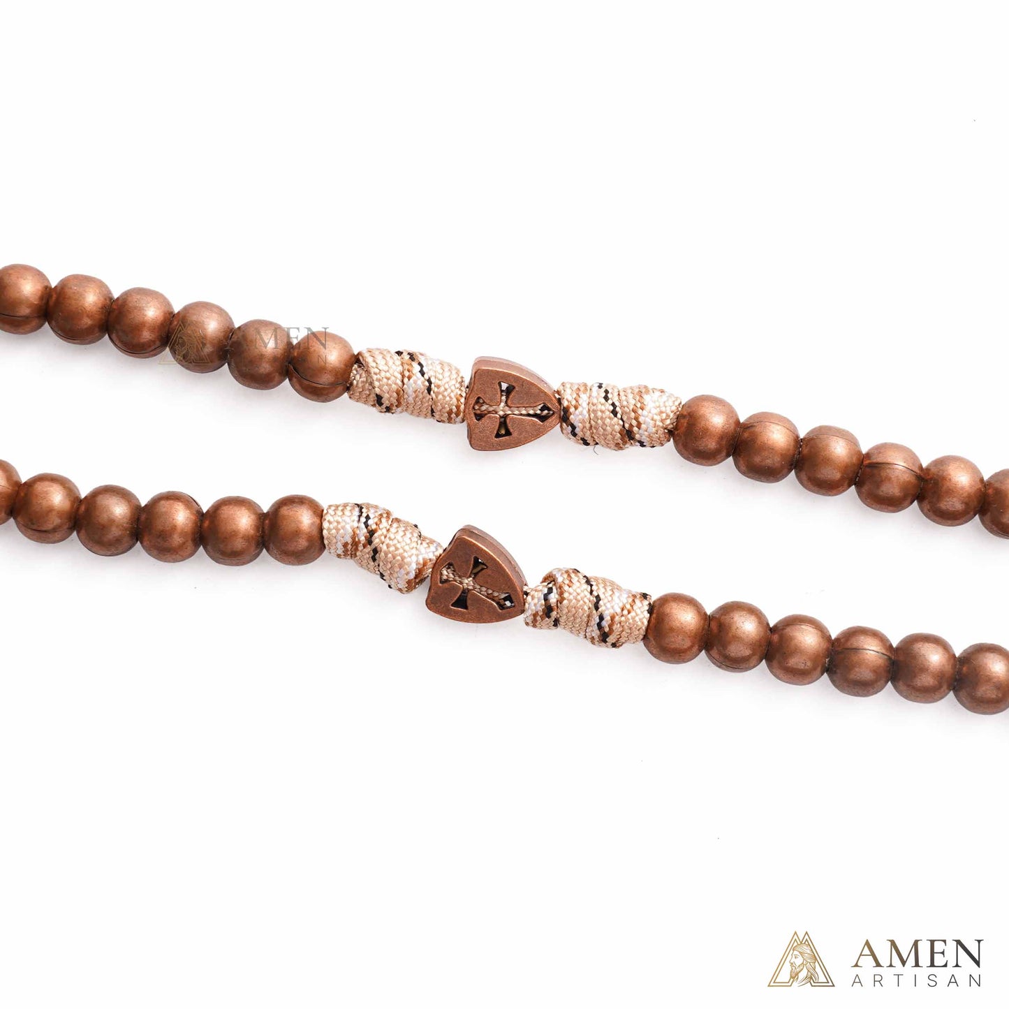 St. Michael the Archangel Bronze Paracord Wrapped Rosary Bracelet – Faith & Protection Amen Artisan