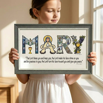 Personalized Faith Name Art Frame  – Baptism & First Communion  | Amen Artisan
