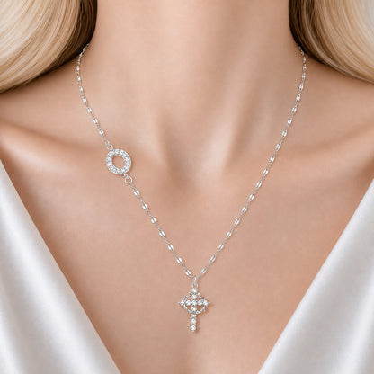 【DEAL TODAY】Sparkling Zircon Cross Necklace with A-Z Initial Charm
