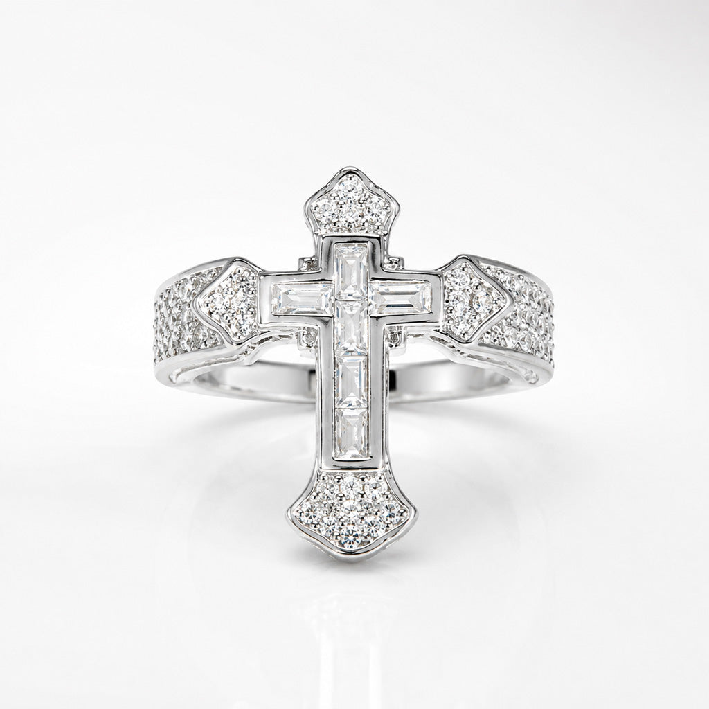 【DEAL TODAY】Sparkling Cross Statement Ring with Rhinestone Accents