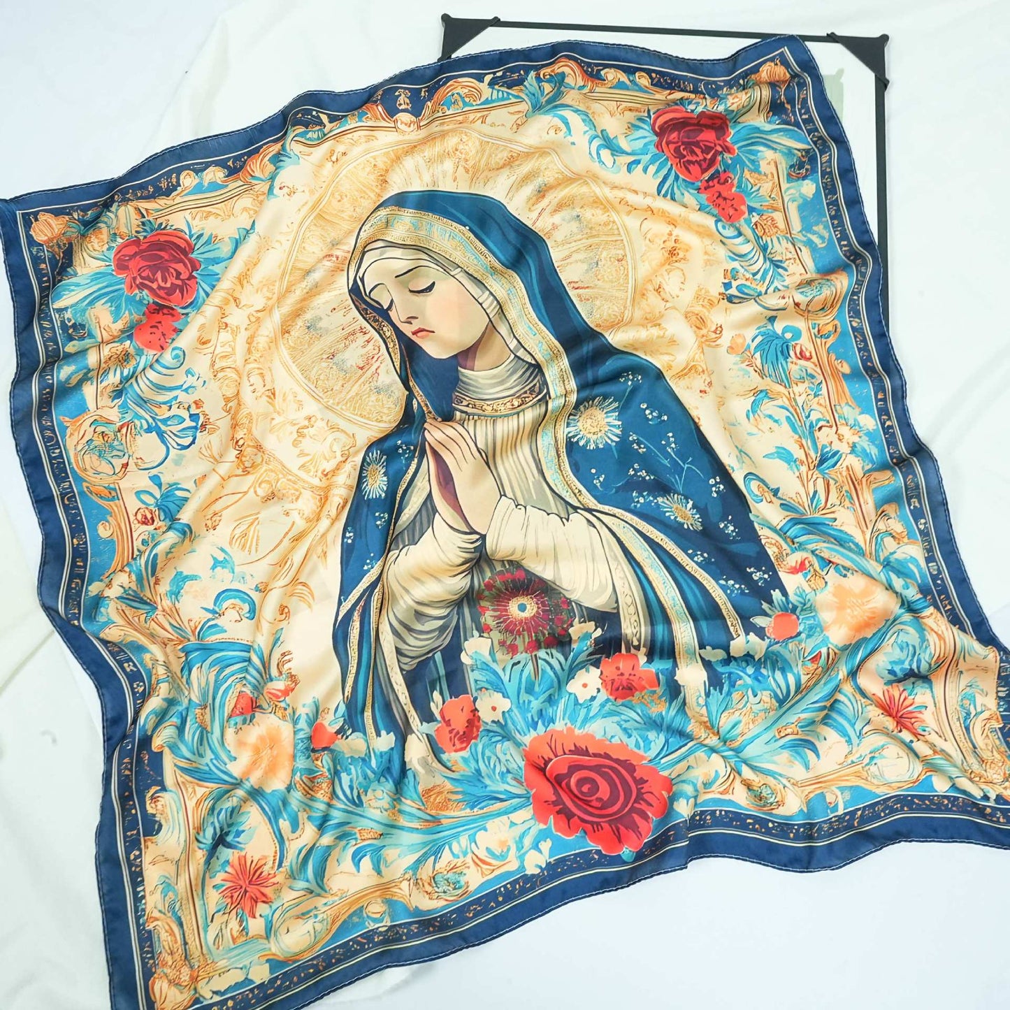 Silk Scarf with An Image of The Virgin Mary Amen Artisan