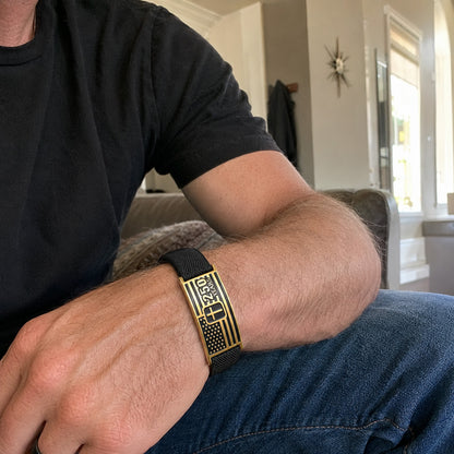 Adjustable America 250 Bracelet with Braided Band and Cross Detail