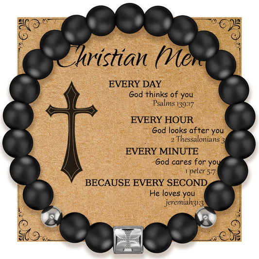 Matte Black Cross Bracelet
