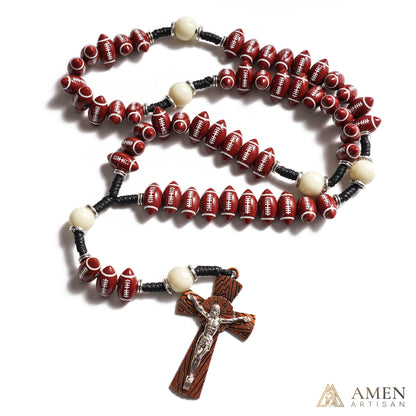 【Deal Today】Catholic Football Rosary with Oval Sports Beads | Amen Artisan