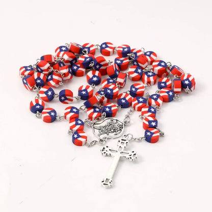 Flag Rosary with Saint Michael Medal Amen Artisan