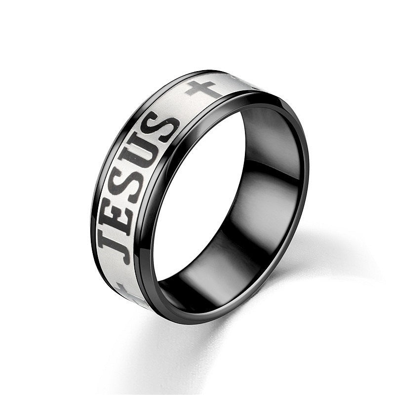 Jesus Cross Titanium Steel Ring Amen Artisan