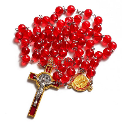 Red Glass Rosary Crucifix  Rosary Amen Artisan