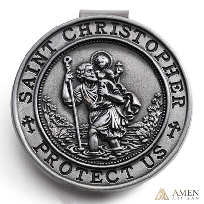 【Deal Today】Saint Christopher Protector Car Visor Clip—— A Prayer in Metal, A Shield for Every Journey | Amen Artisan
