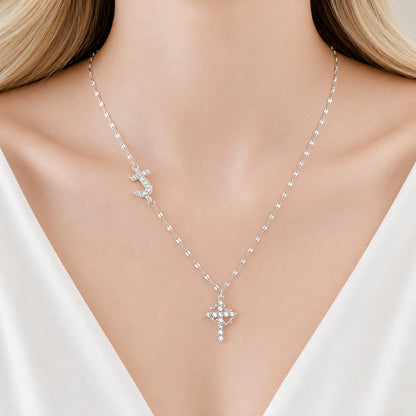 【DEAL TODAY】Sparkling Zircon Cross Necklace with A-Z Initial Charm