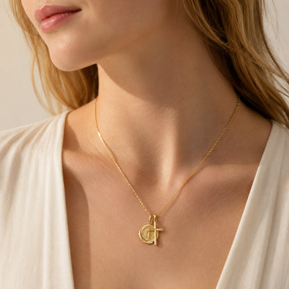 【DEAL TODAY】Our Lady Double Pendant Necklace with Cross Charm